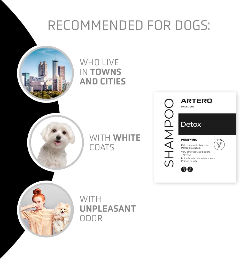artero detox activated charcoal dog shampoo 169 fl shown in use