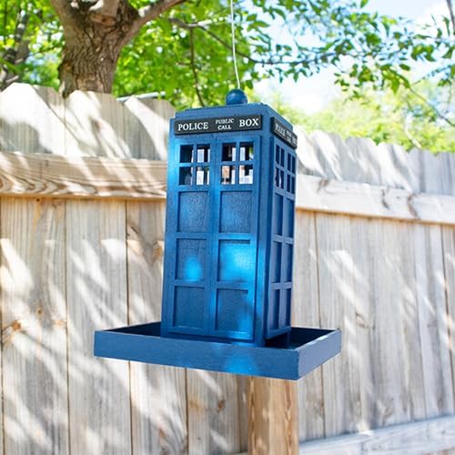police box bird feeder, side view