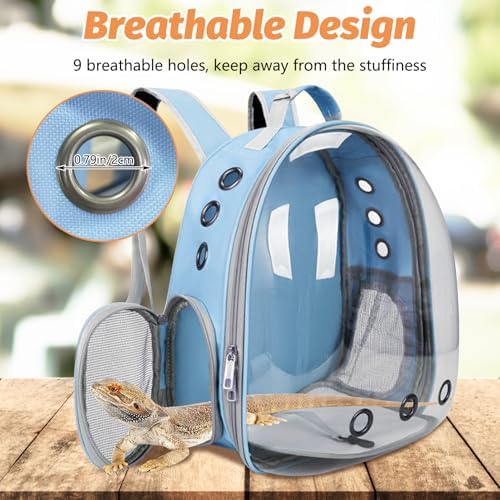 kathson bearded dragon carrier with harness and leash, side view