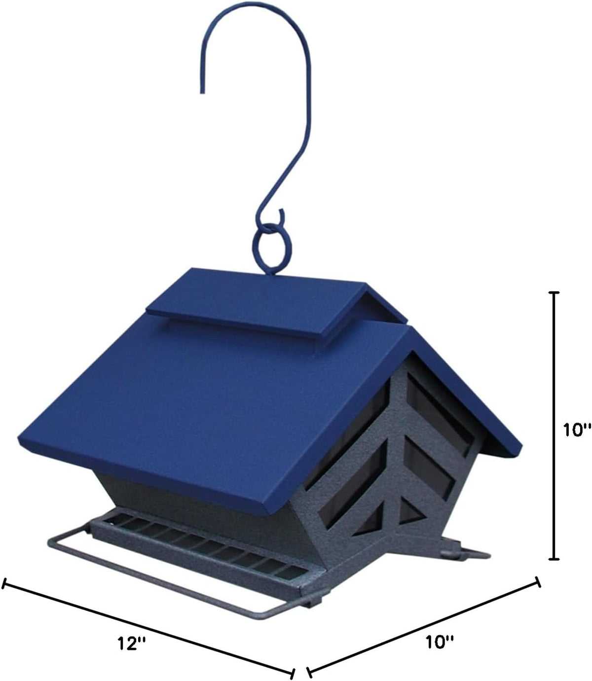 audubon 74240 chalet metal hopper bird feeder, side view