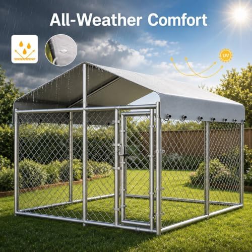 hittite extra large outdoor dog kennel, 10x10x6.56ft anti-rust, close-up detail