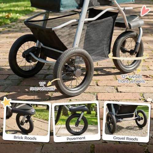 pawhut dog stroller for small dogs 3 wheel showing dimensions