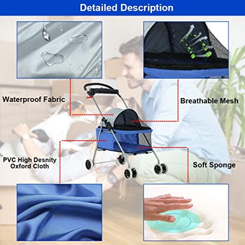 bestpet foldable pet stroller for small/medium dogs and, side view