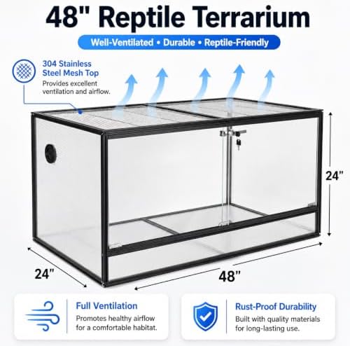 120 gallon bearded dragon tank, 48x24x24 reptile enclosure, side view