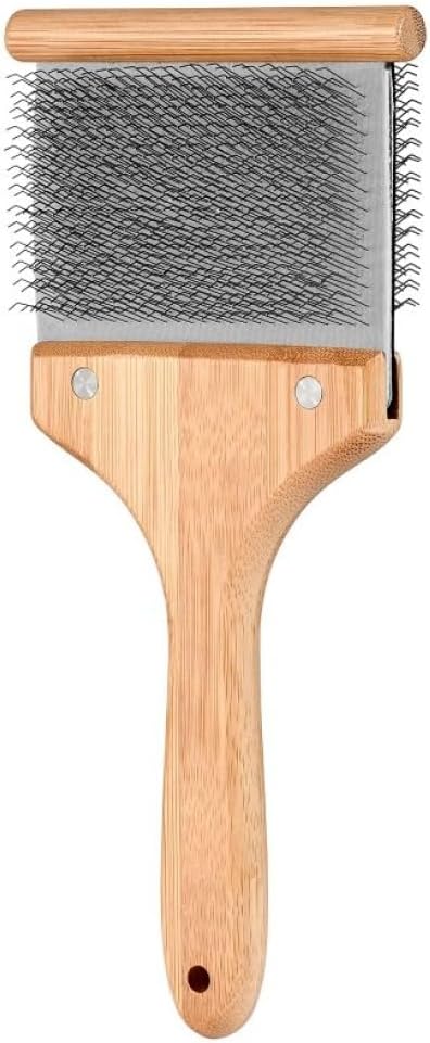 artero bella double-sided flexible slicker brush for dogs shown in use
