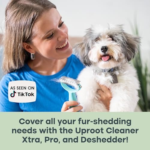 uproot clean deshedder xtra, pro, & deshedder bundle shown in use