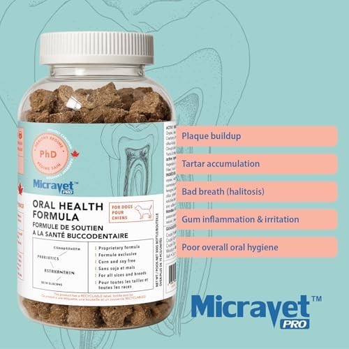 micravet pro oral health soft chew dental supplements showing dimensions