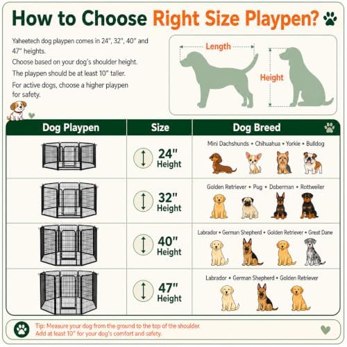 yaheetech dog playpen 24in 16 panels pet fence, view 9