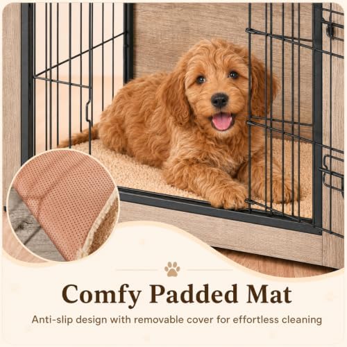 yaheetech 27.5in wooden dog crate furniture w/cushion for, package contents