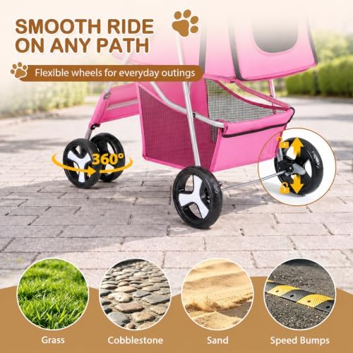 pet stroller 4 wheels dog cat stroller for showing dimensions