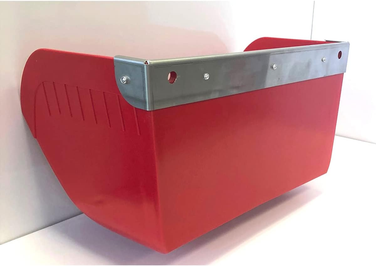 kane hanging feeder with guard, red shown in use