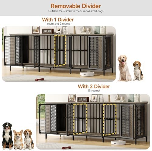 onbrill 87" gray dog crate furniture tv stand, close-up detail