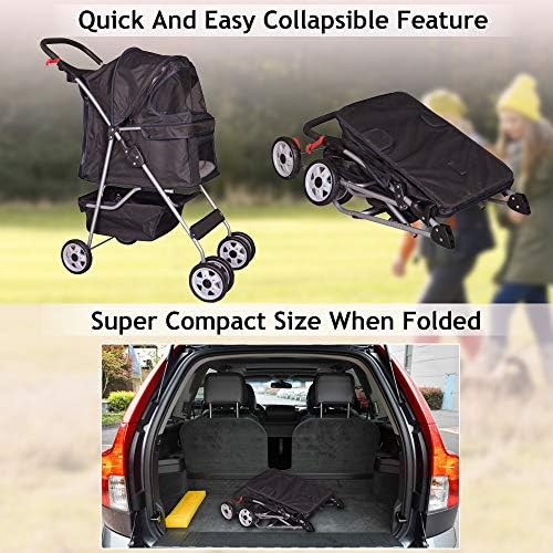4 wheel pet stroller cat dog cage stroller on a desk or shelf
