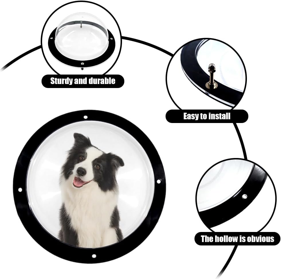 dog fence window, 12.4 inch clear pet dome, close-up detail
