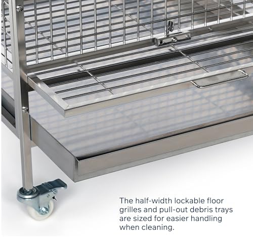 prevue pet products imperial xxl stainless steel bird showing dimensions