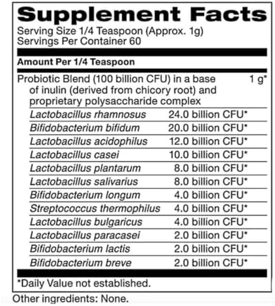 klaire labs sfi health ther-biotic complete probiotic powder showing dimensions