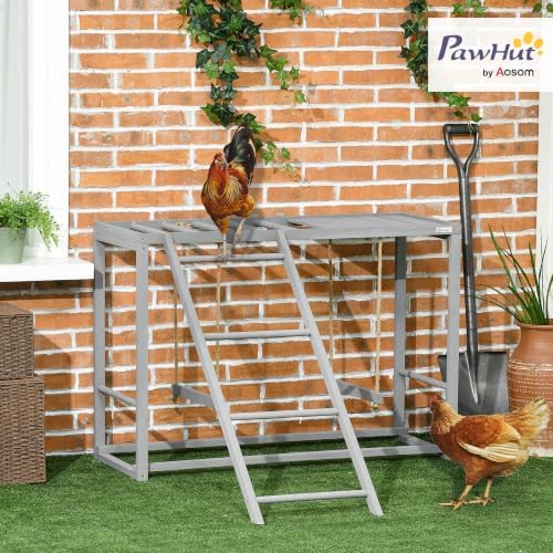 pawhut chicken activity play with swing set for shown in use