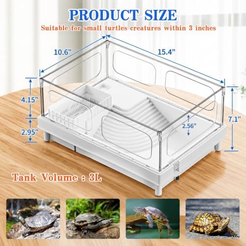 small turtle tank kit with light and filter shown in use