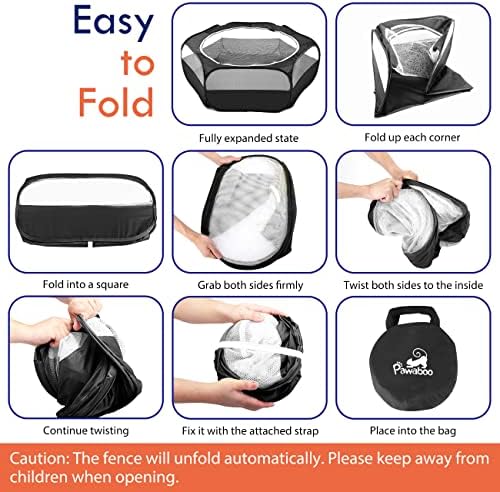 pawaboo small animal playpen with zippered cover, black shown in use