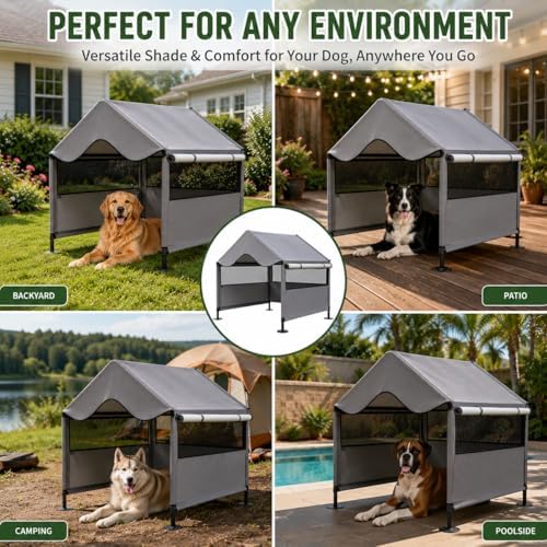 extra large dog shade shelter canopy with uv showing dimensions