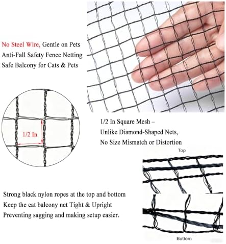 20 ft cat netting balcony, no steel wire shown in use