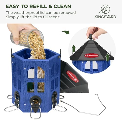 kingsyard hopper bird feeders for outdoors hanging, squirrel-proof, close-up detail