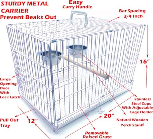 white durable metal easy foldable travel vet carrier shown in use