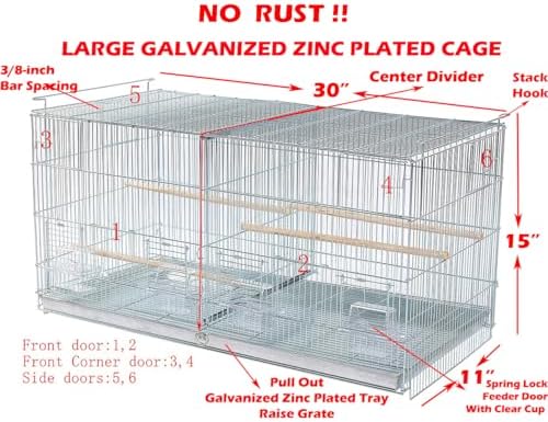 large stainless stackable breeder bird parrot cages 30"x11"x15"h shown in use