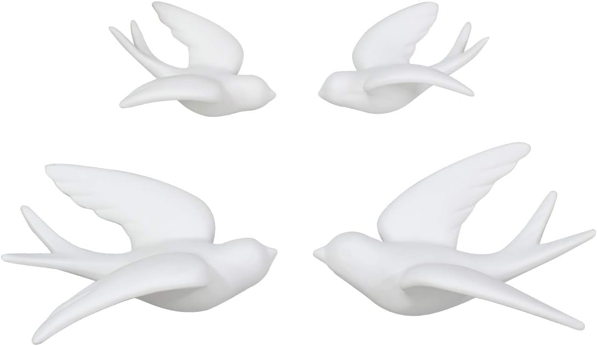 fanwnki ceramic flying birds sparrows wall mount hanging, main product view