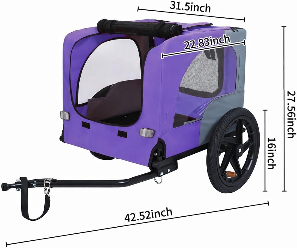 heavy duty dog bike trailer with 16" all-terrain shown in use