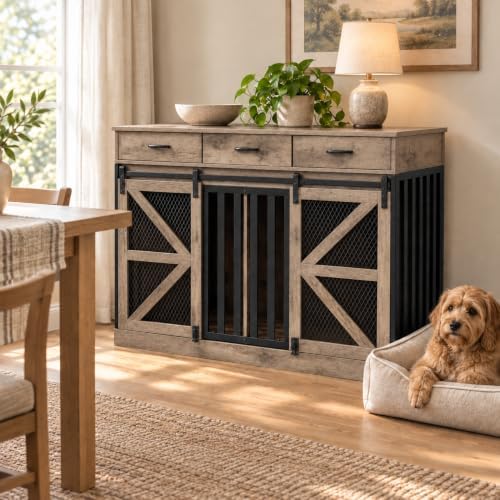 kepptory furniture dog crate for medium or 2, close-up detail