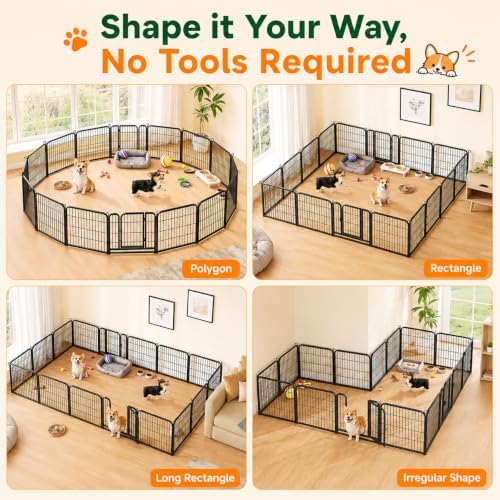 yaheetech dog playpen 24in 12 panels pet fence showing dimensions