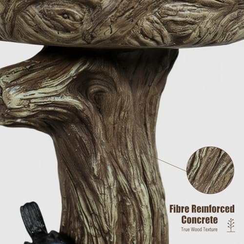 sunjet 23 inch high wood-look concrete bird bath, side view