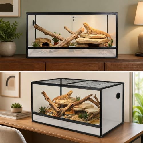 120 gallon bearded dragon tank, 48x24x24 reptile enclosure showing dimensions