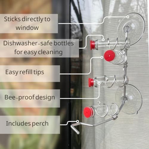 window hummingbird feeder | handcrafted copper and aluminum, close-up detail