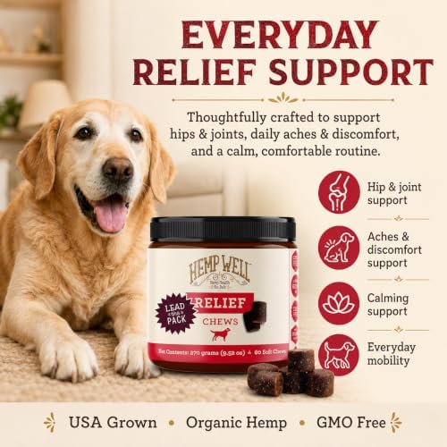 hemp well relief dog soft chews with organic, close-up detail