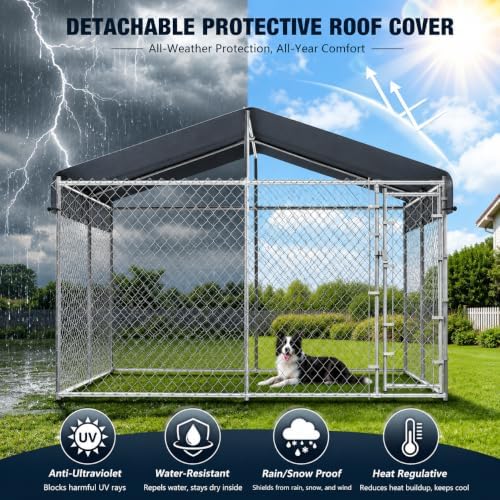 10x10ft extra large dog kennel outdoor, heavy-duty outside, side view