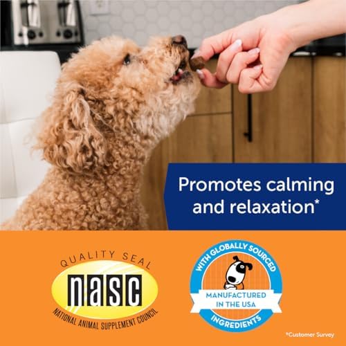 thunderbites hemp calming chews for dogs, 180 count, side view