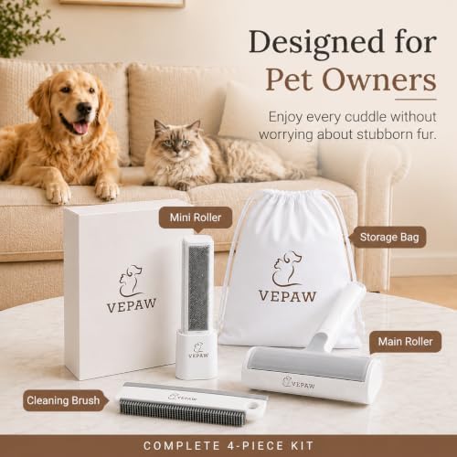 pet hair remover kit for dogs & cats shown in use