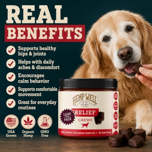 hemp well relief dog soft chews with organic shown in use
