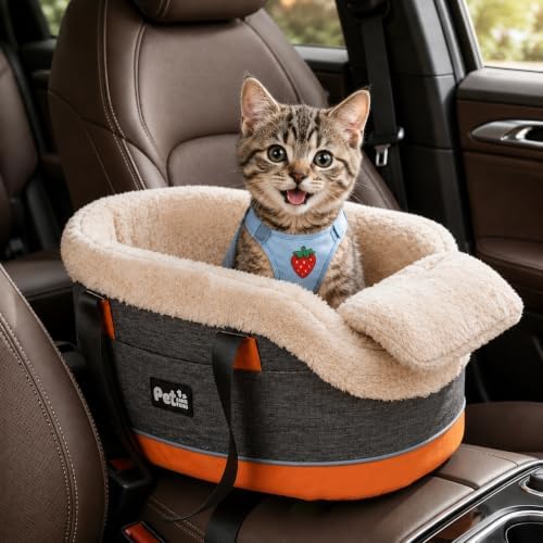 pet car center console elevated armrest car seat, close-up detail