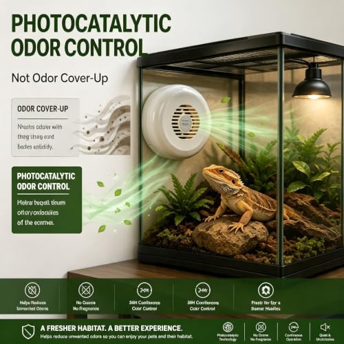 reptile odor eliminator, photocatalytic terrarium deodorizer, ozone-free, close-up detail