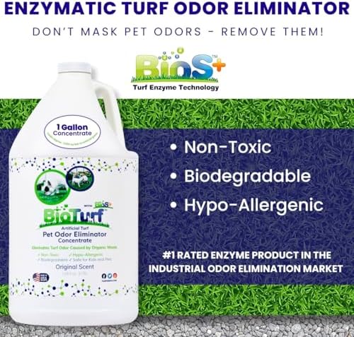 bioturf bios+ turf cleaner concentrate 1 gallon, 32oz shown in use