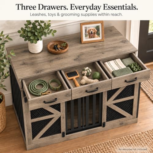 kepptory furniture dog crate for medium or 2 showing dimensions