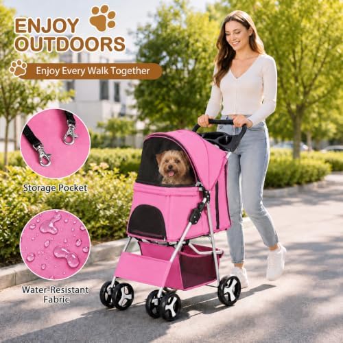 pet stroller 4 wheels dog cat stroller for shown in use