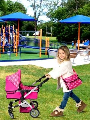 fash n kolor foldable pram for baby doll on a desk or shelf