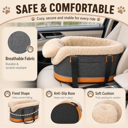 pet car center console elevated armrest car seat, side view