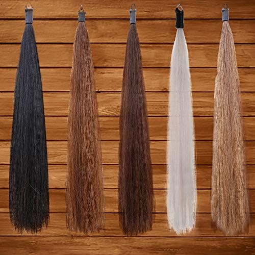 horse tail extensions with braided horsehair loop, blunt showing dimensions