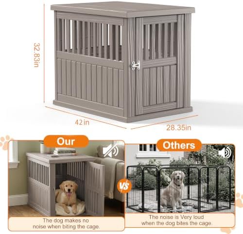 efu 43 inch large dog crate furniture, indoor showing dimensions