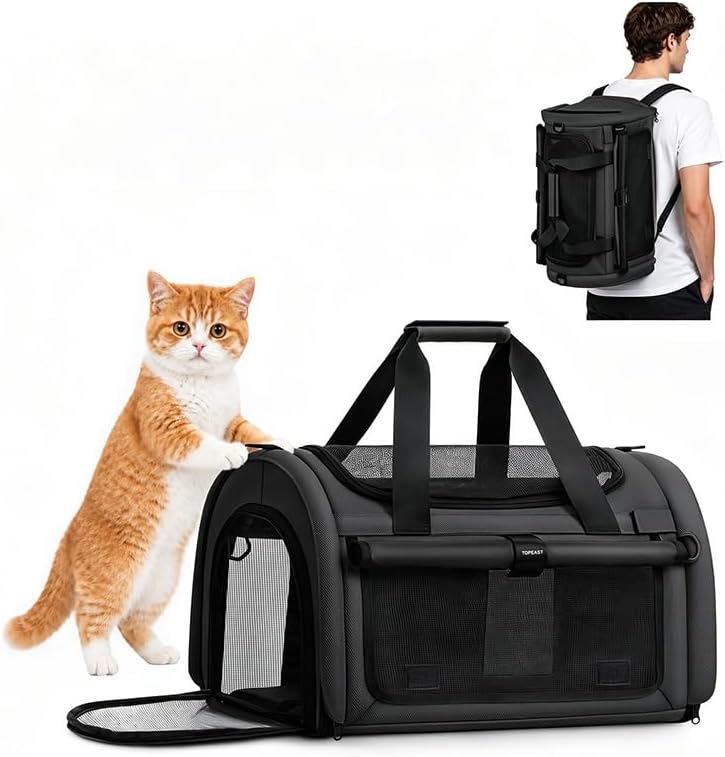 backpackable cat carrier 17"x11"x11", soft-sided collapsible pet carrier, main product view